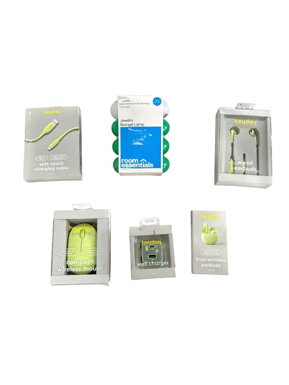 Tech Accessory-Heyday Wireless Mouse, Charging Cable, Wired & Wireless Earbuds,